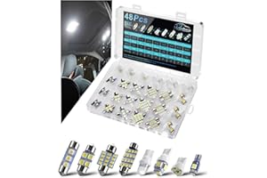 HDNBSP 48Pcs Led Interior Car Lights Kit, Premium Bright White Led Bulb (194 T10 T5 De3175 578 31mm 42mm) | Dome Map Dash Door License Plate Tail Light Bulbs, Interior Lights for Cars, Trucks, Rv, Boat