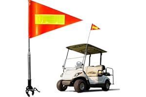 DIMARONGTON Golf Cart Safety Flag Pole Kit, 8×12 in Orange Flag with Reflective Strip, 5.4 ft Telescoping Flag Pole with Mount for Golf Carts, ATVs, Bikes, Trailers, Wheelchair, Mobility Scooter