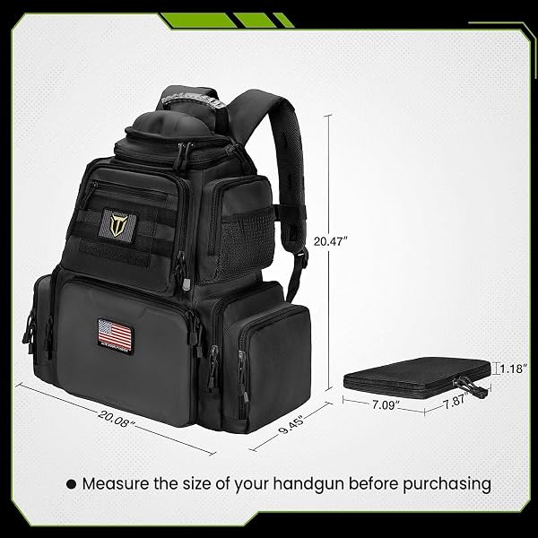 TIDEWE TACTICAL RANGE BACKPACK BAG FOR GUN AND AMMO WITH PISTOL CASE (BLACK)