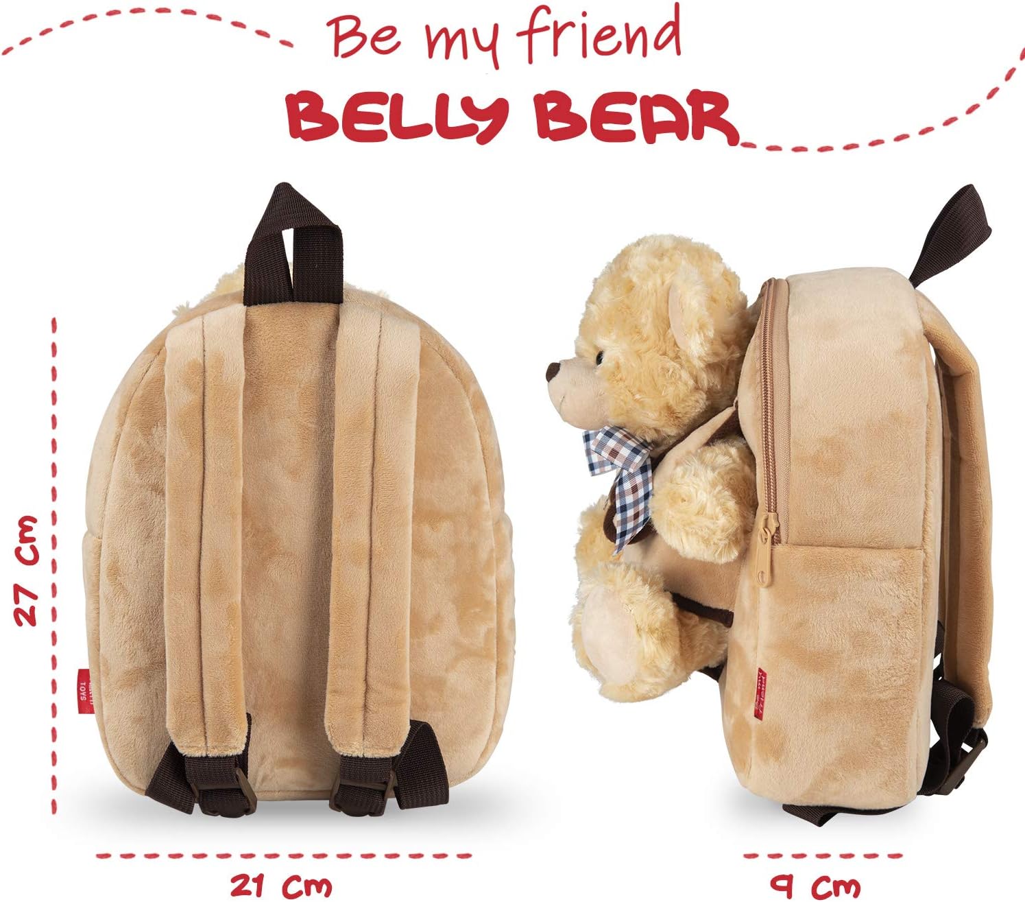 PERLETTI Plush Teddy Bear Backpack for Kids with Fluffy Stuffed Puppet - Image 3