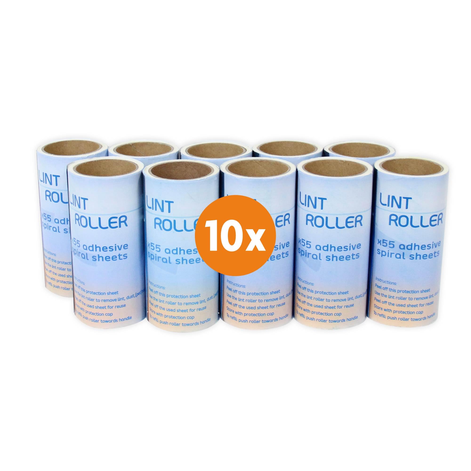 LAUNDRYSpecialist LINT ROLLER Refill Set - 10 Rolls (550 adhesive sheets/ 80 meters!) - Perfect for removing pet hair, lint, crumbs and dust