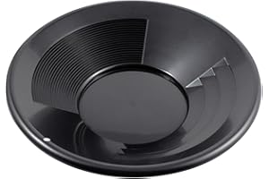 ASR Outdoor 14 inch Gold Pan with Dual Riffles for Gold Prospecting, Black