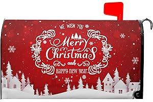 MIAOQUHE Merry Christmas Mailbox Covers Magnetic 21x18 Inch Christmas Snowy Decorative Winter Mailbox Covers Happy New Year Mailbox Decals Mailbox Wrap Post Letter Box Cover for Home Garden Yard Outdoor Decor