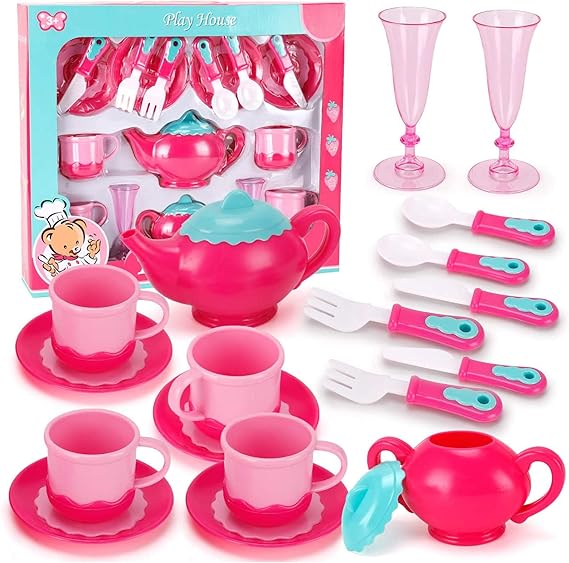 chad valley pink tea party set