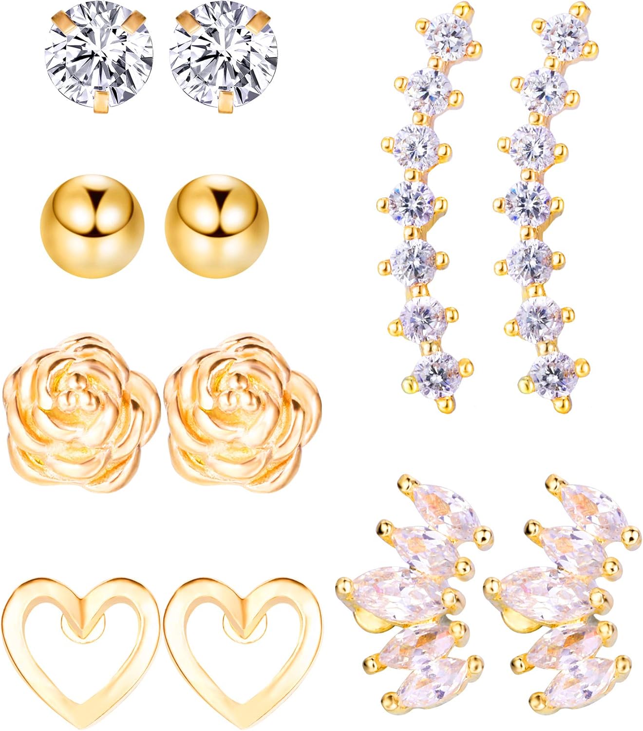 6 works Stainless Steel Tragus Cartilage Earrings Labret Studs Barbell Lip Nose Body Stud Piercing for Men Women Ornament (Gold) - Image 5