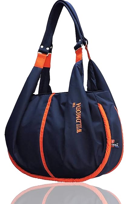 WILD MODA Womens Polyester Shoulder Bag (Blue and Orange)
