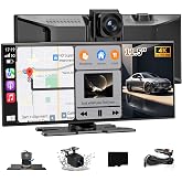 Carplay Screen for Car, 11.5" Wireless Carplay Screen with 4K Dash Cam, 1080P Rear Camera, Portable Car Stereo with A-pple CarPlay &amp; Android Auto Screen, MirrorLink/TF Card/Siri/Bluetooth/AUX/FM/GPS