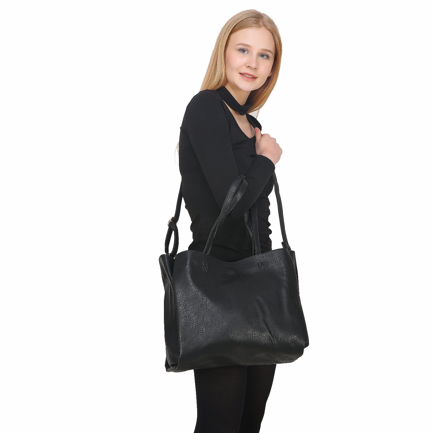 fiona trends women's pu zipper shoulder bag