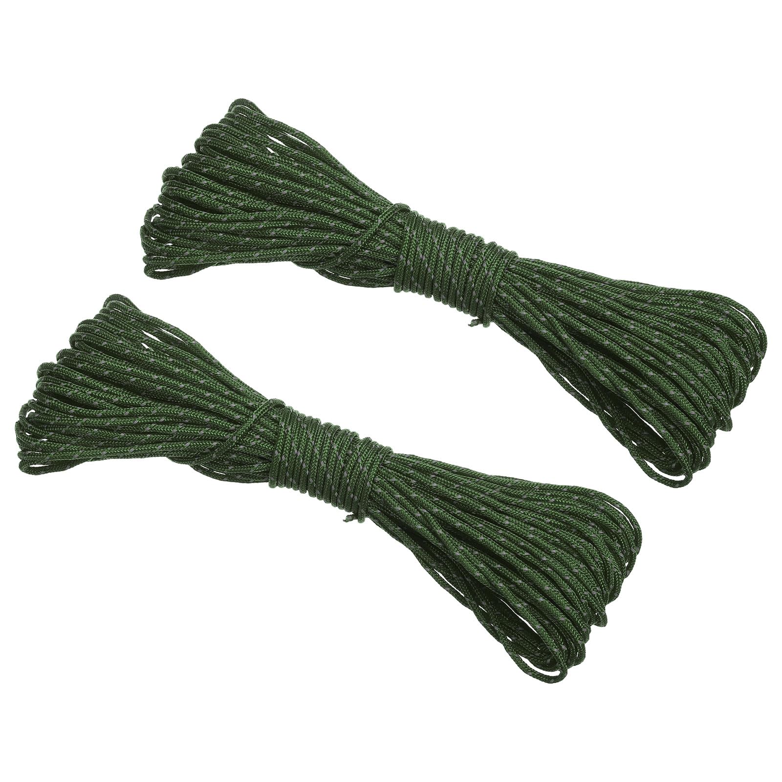 PATIKIL 65 Feet Reflective Guyline Camping Paracord, 3mm Tent Cord Guyline Rope Nylon Paracord Rope for Camping Tent Tarp Hiking, Green (20M)
