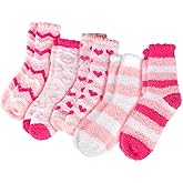Evankin Valentines Gifts for Her Women Heart Fuzzy Socks Soft Plush Fluffy Slipper Fleece Warm Socks 5 Pairs