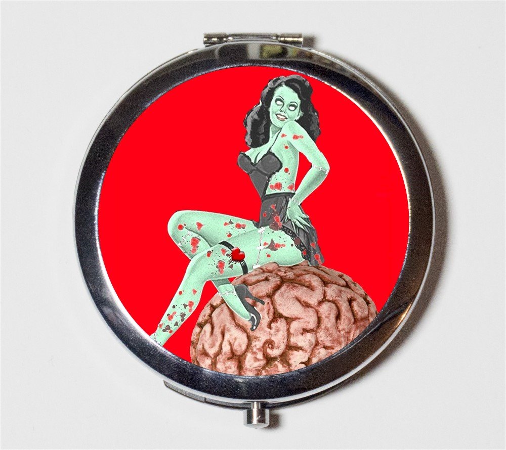 Zombie Pin Up Compact Mirror Pinup Girl Psychobilly Zombies for Makeup Cosmetics