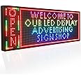 P10 Outdoor Programmable LED Message Board | 39x14 Inch Weatherproof Display | Full-Color Digital Signage for Advertising & Retail | APP/WiFi Control | Scrolling Text/Images