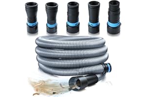 ONYLRAEP 1 1/4 Inch x 12 Feet Dust Collection Hose Kit for Home and Shop Vacuums System with 5 Adapters of Woodworking Power Tool and Sander, Compatible with Multi-Brands, Silver Gray Vacuum Hose