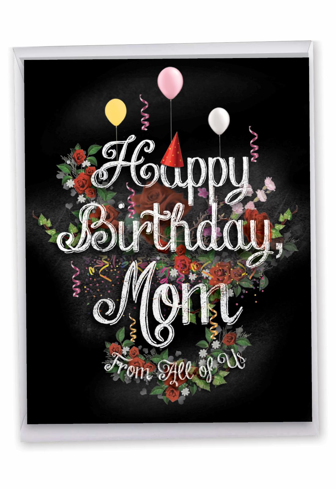 Birthday Mother From Us' Big Greeting Card with Envelope 8.5 x 11 Inch - for the Best Mom, Mommy, Mama - Flowers and Balloons Stationery Set for Personalized Happy Bday Greetings, Wishes J6479BMG-US