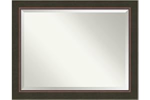 Amanti Art Bronze Wall Mirror 36x46 Milano Bronze Rectangle Bathroom Mirror for Wall Decor Living Room, X-Large Casual Wood Frame, Hangs Horizonally and Vertically, Bathroom Decor, Beveled Edge