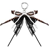 PLwelth Leopard Print Bow Keychain for Women Girls Bag Charms for Handbags Aestheic Y2K Keychain for Backpack Car Keys Wallet