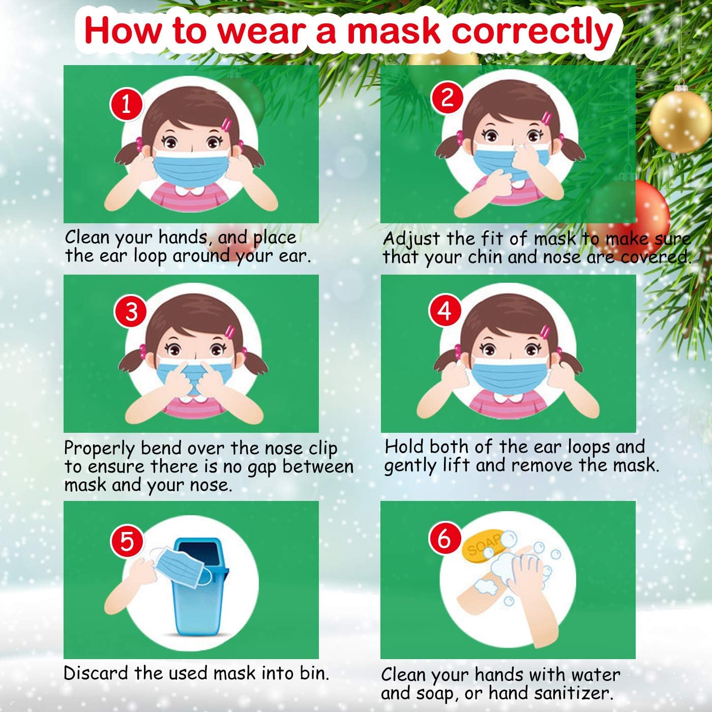WAPIKE Disposable Face Masks, Kids Face Masks, Christmas Face Mask for Kids Child Adults : Sports & Outdoors