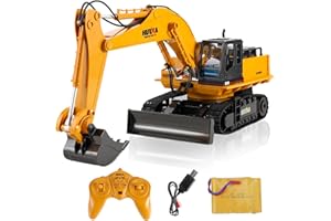 Hiitytin RC Excavator, Remote Control Excavator Construction Tractor with Metal Shovel, Full Metal Remote Control Backhoe RC Construction Vehicles Toys for Kids Adults
