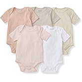 Burt's Bees Baby Bodysuits, Short Sleeve and Long Sleeve One-Pieces, 100% Organic Cotton, Pack of 5