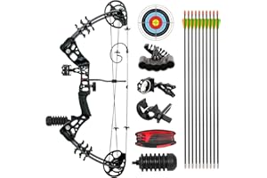 AKCHOER Compound Bow and Arrow Kit Youth Bow and Arrow Set, 15-45 Lbs Draw Weight, 18"-29" Draw Length, Right Handed Bow for Beginner, 320 Fps Hunting & Target Bow with All Accessories