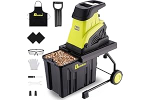 Dkenicor Wood Chipper Shredder,1800W Cut Diameter of 1.77inch with 10 Gallon Collection Bin 15-Amp Electric Wood Chipper Shredder for Easy Cleanup Ideal for Branches, Leaves,Yard Waste