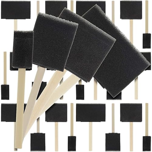U.S. Art Supply Variety Pack Foam Sponge Wood Handle Paint Brush Set (Value Pack of 20 Brushes) - Lightweight, Durable and Great for Acrylics, Stains, Varnishes, Crafts, Art
