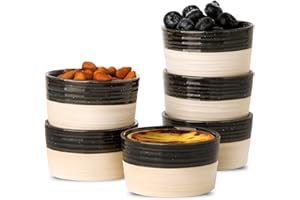 Hasense Porcelain Ramekins 4 oz Oven Safe, Mini Souffle Dishes Set of 6, Stylish Baking Cups, Perfect for Creme Brulee, Ice C