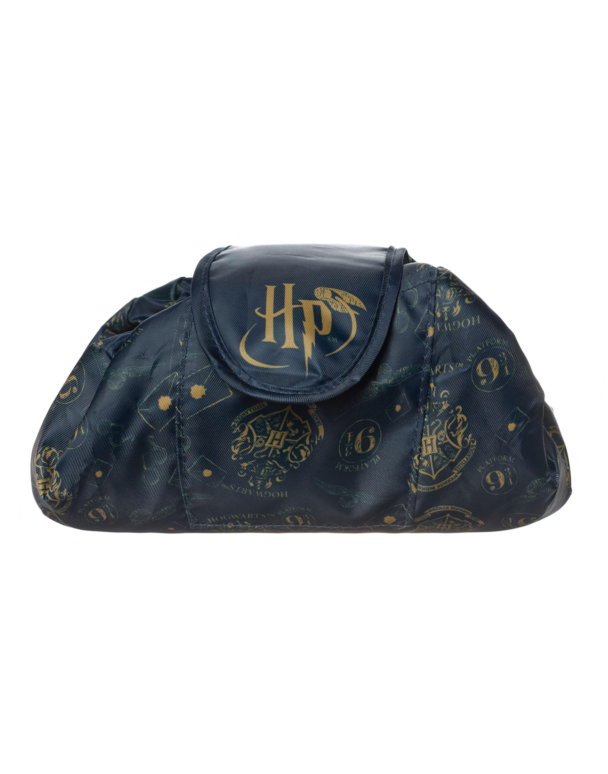 Harry Potter Womens Makeup Bag | Ladies Navy Cosmetic Pouch with Harry Potter Hogwarts Logo All Over Print | Travel Beauty Case for Adults & Teens | Classic Wizard Movie Merchandise Gift