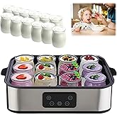 2.2L Yogurt Maker with Adjust Temp(68°F-131°F/20°C-55°C) & Time(0-48h),Digital Yogurt Maker Machine with 12 * 6 Oz Glass Jars