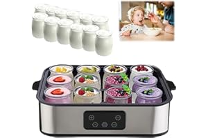 2.2L Yogurt Maker with Adjust Temp(68°F-131°F/20°C-55°C) & Time(0-48h),Digital Yogurt Maker Machine with 12 * 6 Oz Glass Jars