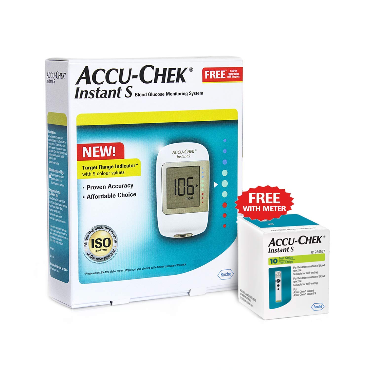 AccuChek Instant S with Free Test Strips, 10 Count (White
