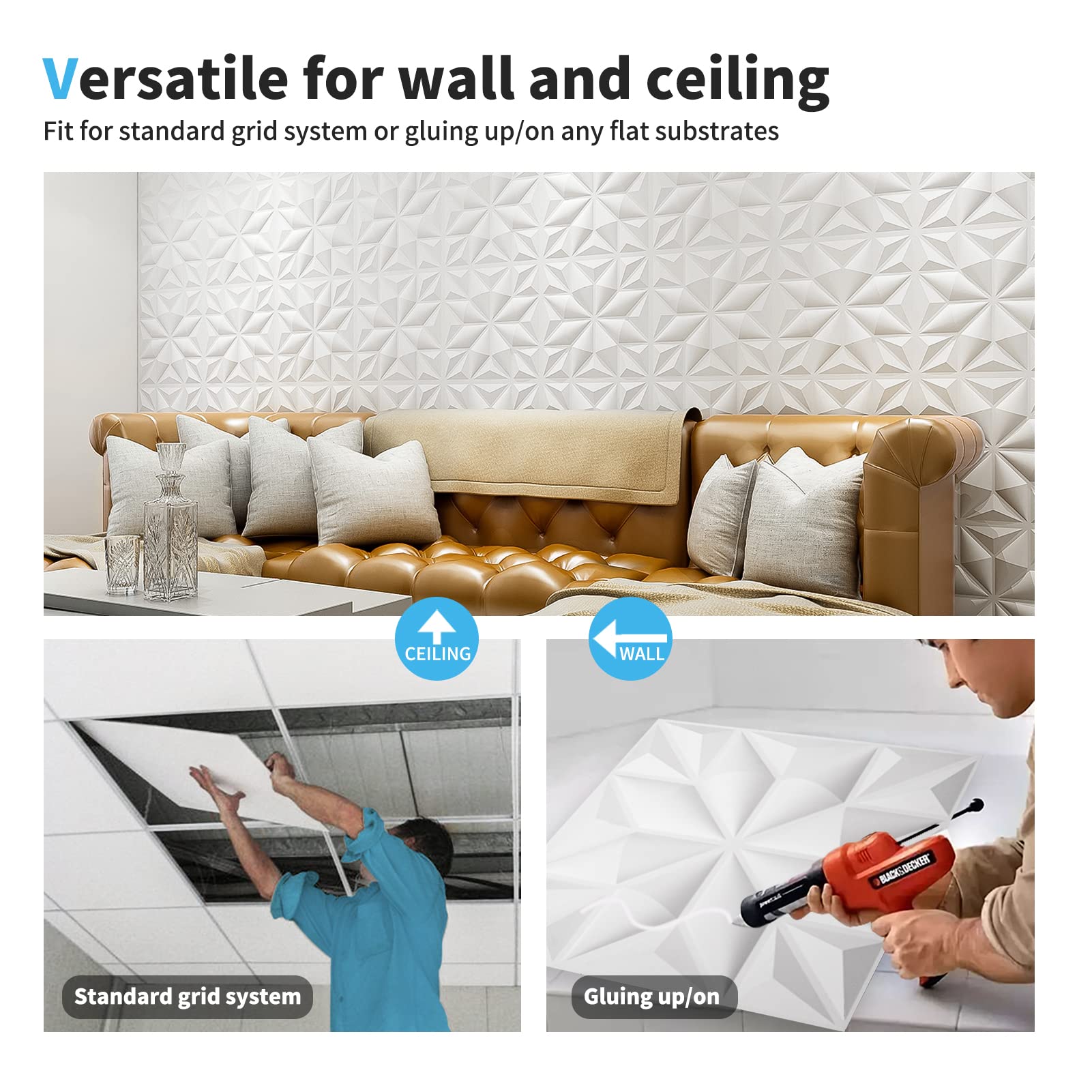 Mua Art3d Textures 3D Wall Panels for Interior Wall Decor, White ...