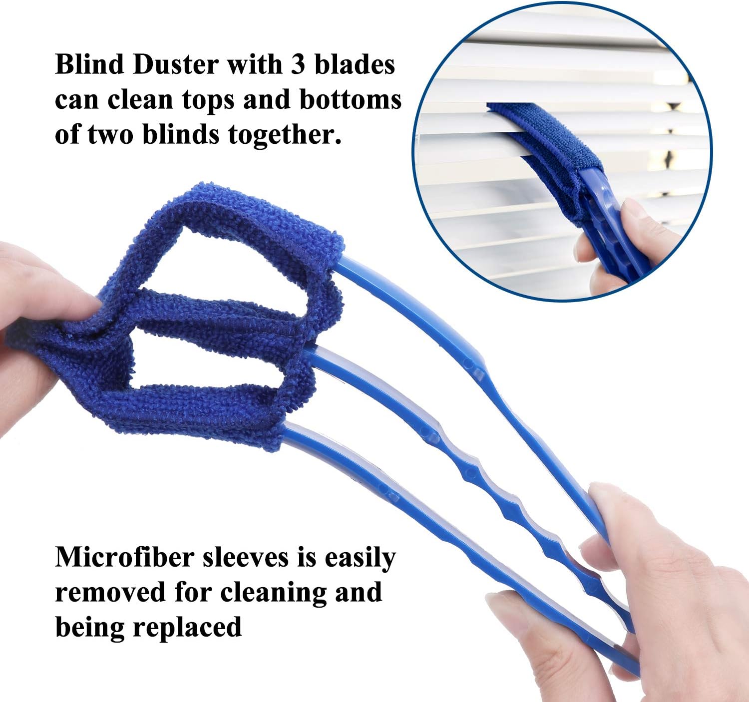 HIWARE Window Blind Cleaner Duster Brush with 5 Microfiber Sleeves - Blind Cleaner Tools for Window Shutters Blind Air Conditioner Jalousie Dust: Health & Personal Care