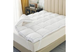 TESIONE 3 Inch Memory Foam Mattress Topper Queen Size, Pillow Top with Breathable Soft Shredded Memory Foam Filling, Non-Slip Design, 4 Elastic Straps for Enhanced Comfort and Stability