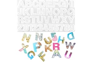 HUOZHI Silicone Alphabet Resin Molds, Number Alphabet Jewelry, Silicone Letter Molds for Resin Casting, DIY Craft Casting, Letter Jewelry Making