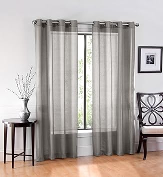 Amazon Com Ruthy S Textile 2 Piece Window Sheer Curtains Grommet