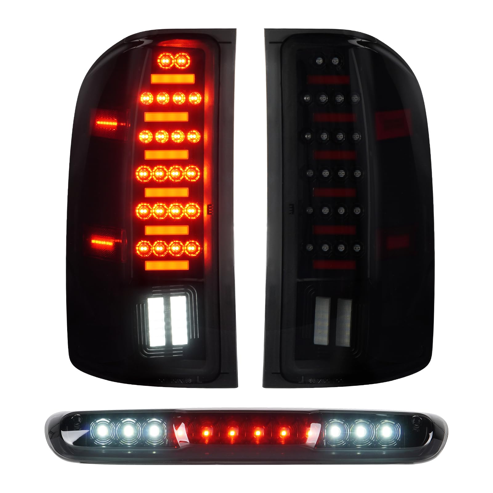 Photo 1 of Tail Light Assembly [LED Kit]+ 3rd Third Brake Cargo Lamp Fit for Chevy Silverado 1500 2500HD 3500HD 07-14, for GMC Sierra 3500HD 08-14, Sierra Denali 3500 11-14 with Dual Rear Wheel ONLY, Smoked Lens
