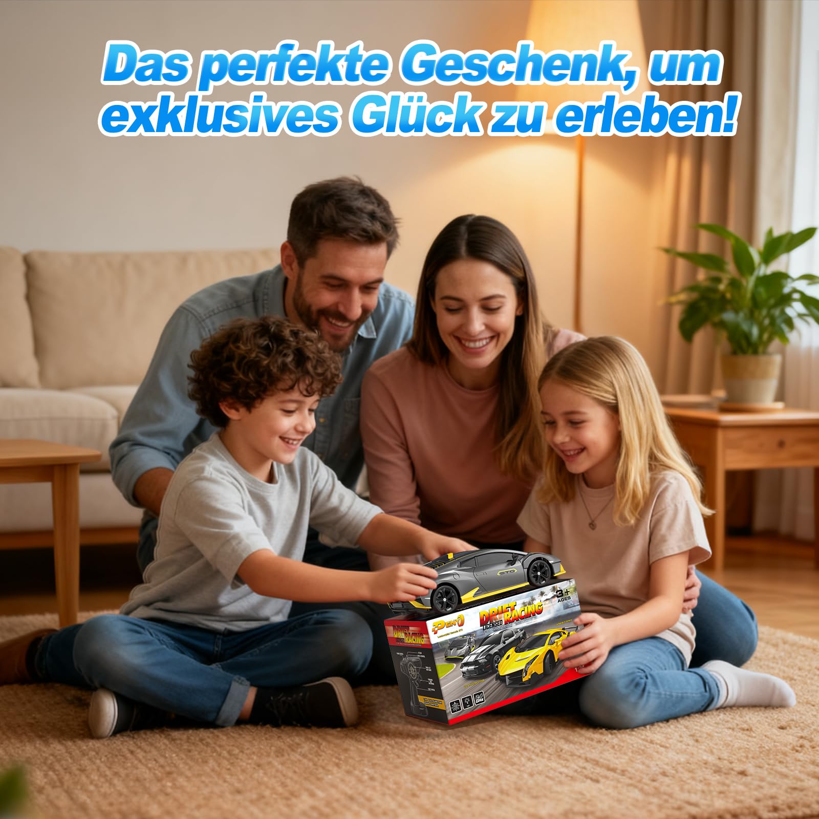 Lamborghini RC Drift Auto, 1:24 Mini 4WD Ferngesteuertes Drift Auto mit Vollproportionale Drosselklappe Und LED Leuchten, 25KM/H RC Rennen, Spielzeug Geschenke für Jungen ab 6 7 8 9 10 11 12 Jahren 7