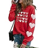 LLHXRUI Valentine's Sweatshirt for Women Cute Heart Love Shirt Graphic Tees Raglan Long Sleeve Pullover Tops