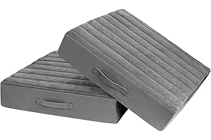 Sunsleek Floor Pillow Set of 2 - Square Large Cushions for Adults, Pillows Seating for Meditation, Yoga, Luxurious Chenille Tufted, Perfect for Bench/Chair Cushion – Dark Grey, 19x19x4 Inch