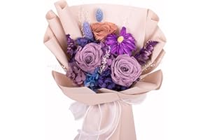 Flowers Fresh Bouquet Birthday,XMFAYUAN Roses Fresh Flowers,Cut Flowers For Delivery Prime,Preserved Flower Bouquet For Mothers Day Valentines Day Anniversary (Purple-Pink-1)