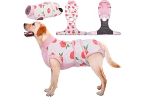 Kuoser Dog Recovery Suit Female, Dog Onesie for Surgery, Female Spay and Male Neuter Onesie for Post-Op Care, Prevent Licking Puppy Onesies, Pink L