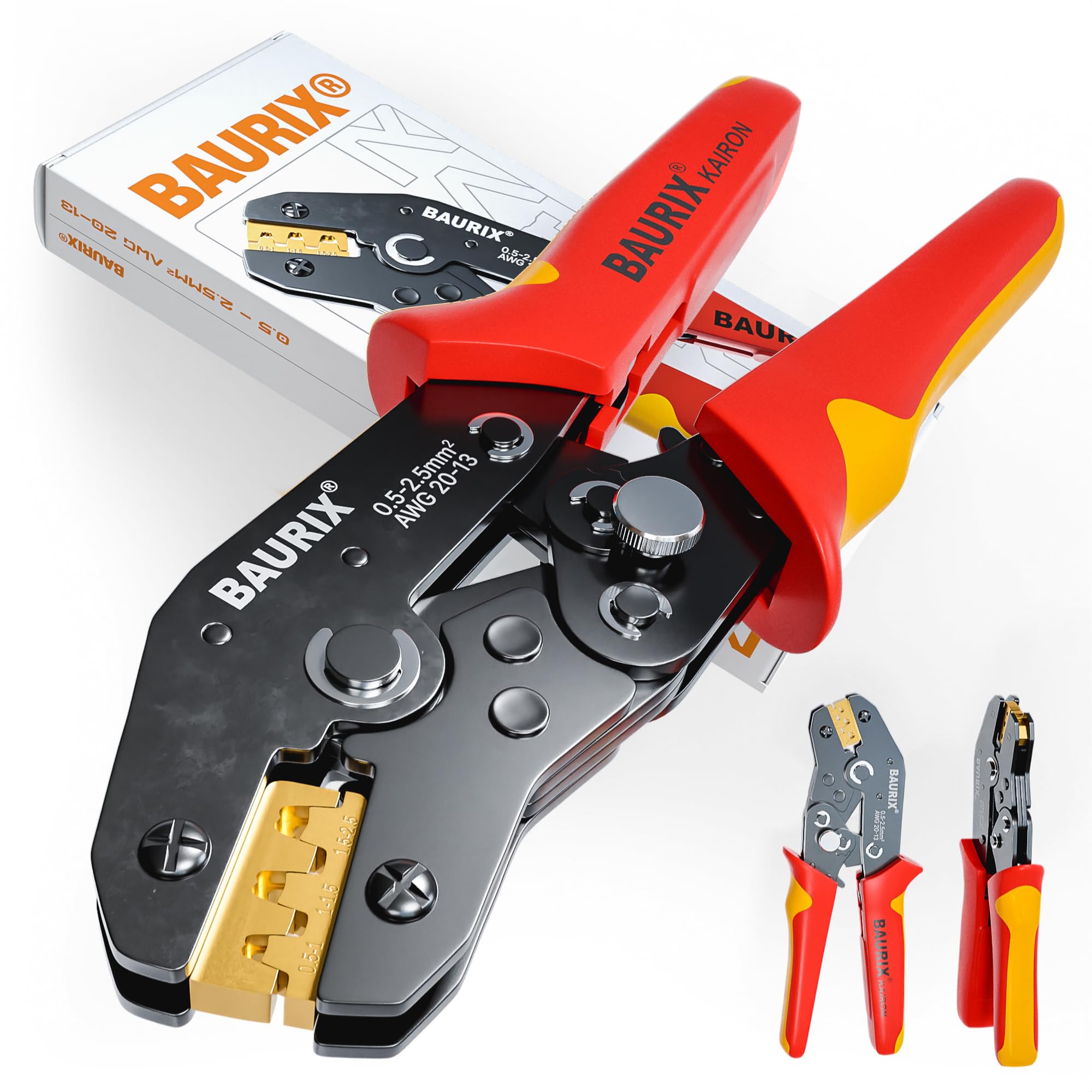 BAURIX® Crimping Pliers for Crimping Lugs [0.50-2.50mm²] - Electrical Connectors - Crimping Tool - Crimping Lugs - Flat Receptacle Pliers