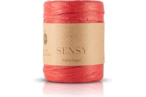 S SENSY Sensy Premium 438 Yards Raffia Paper, Paper Ribbon (Red)