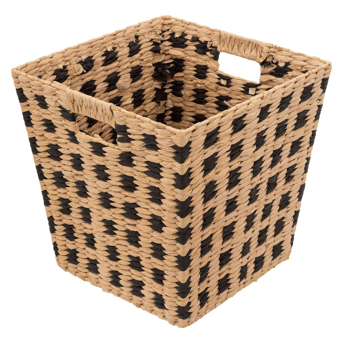 Five – Woven Storage Basket Natural and Black 31 x 31 cm