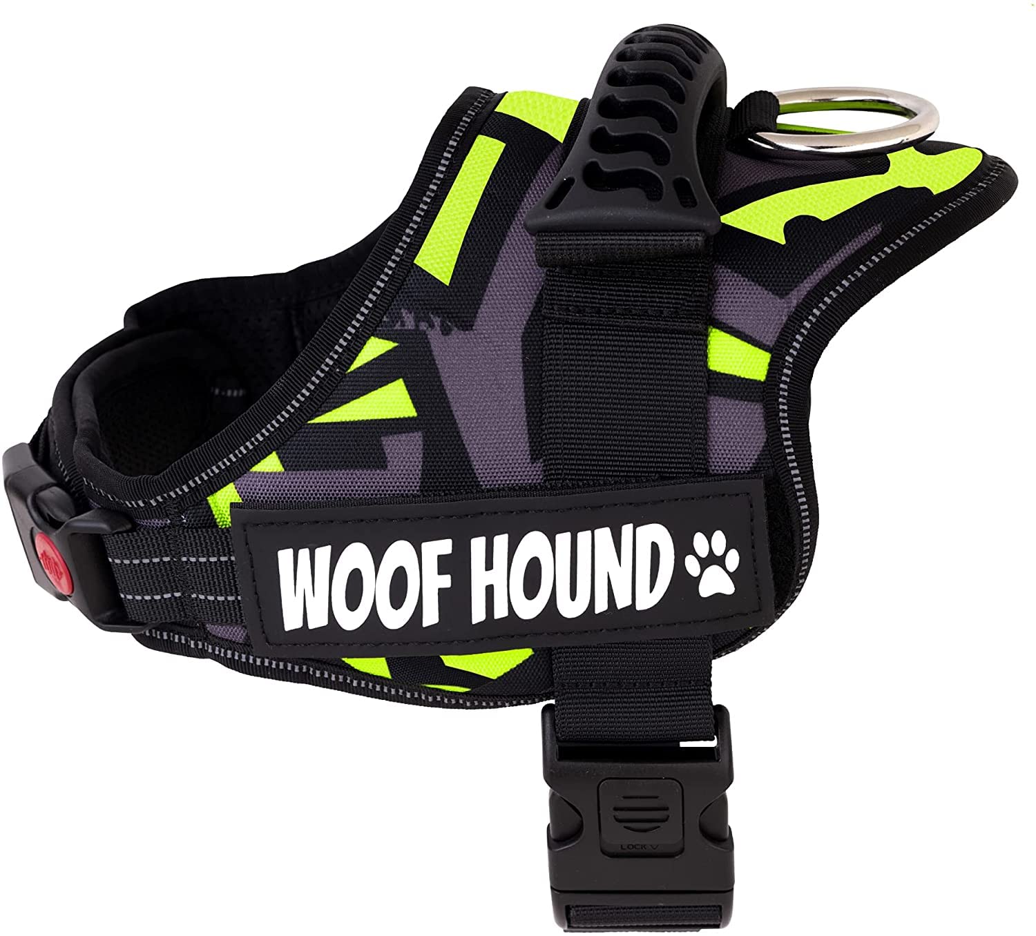 WOOF HOUND - Dog Harness, No Pull, Strong Grip, Adjustable, Reflective, Water Resistant, No Choking, Soft, Padded, Breathable, Light Weight, Rubber Handle, Easy On & Off, For Small Medium Large Dogs
