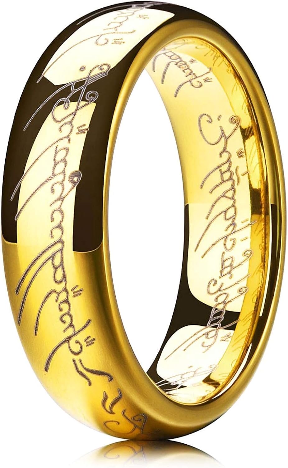 THREE KEYS JEWELRY 8mm 6mm Gold Plated Tungsten Carbide Wedding Ring