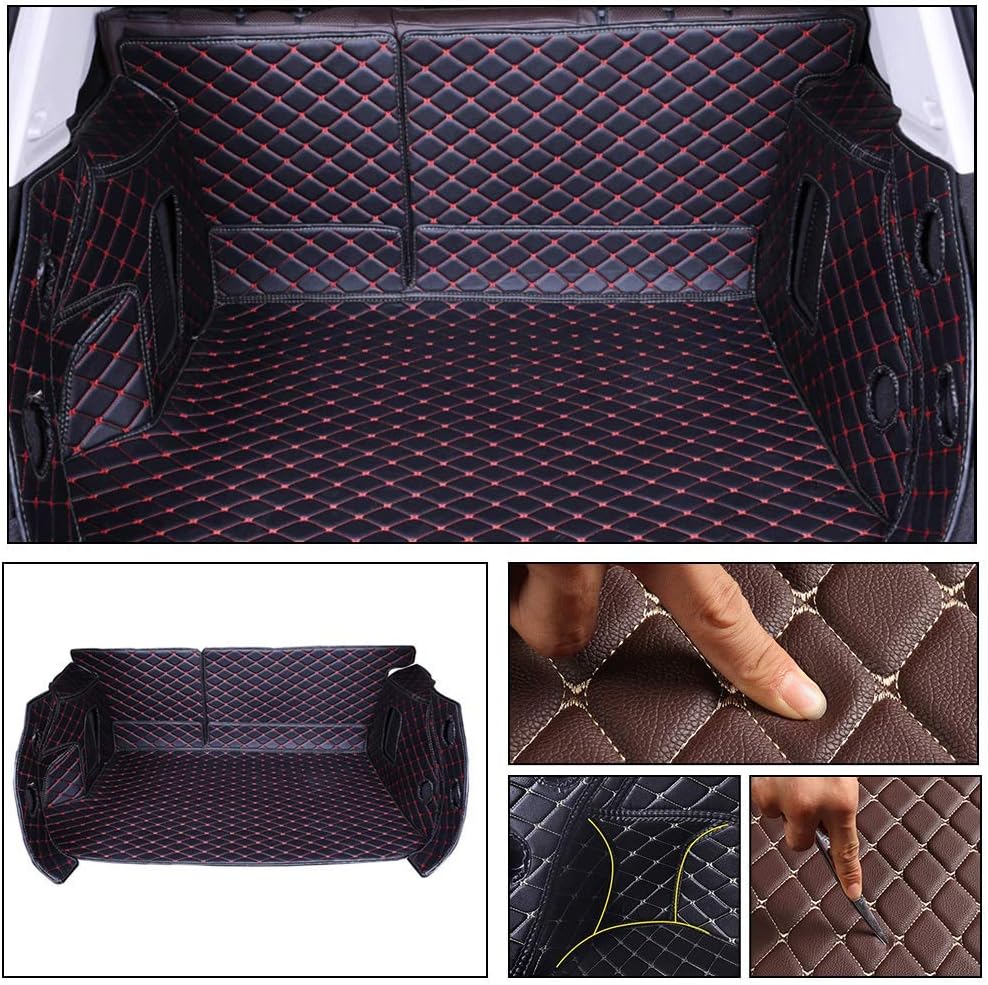 Longzhimei Leather Car Trunk Mats for MAZDA CX-5 2013-2016 Full Covered Car Boot Liner Protector Cover Cargo Liner Set Anti-Slip Black Red