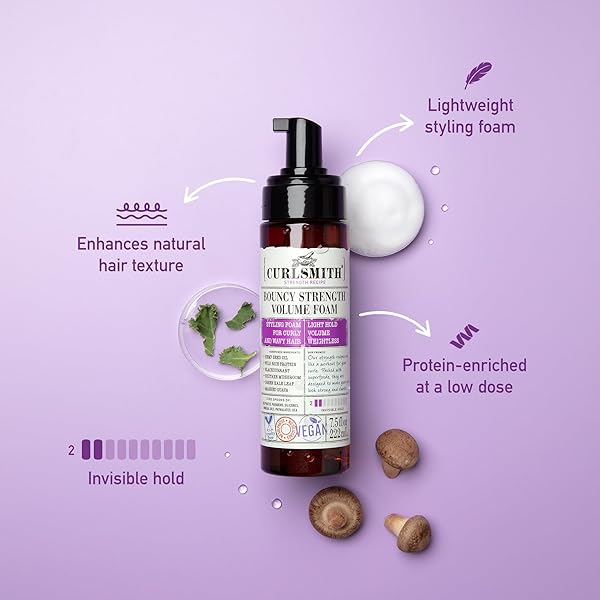 CURLSMITH – BOUNCY STRENGTH VOLUME FOAM, STYLING FOAM FOR CURLY & WAVY HAIR, LIGHT HOLD (7.5 FL OZ)