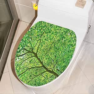 Pegatina de pared para asiento de inodoro, diseño de bosque, ramas de